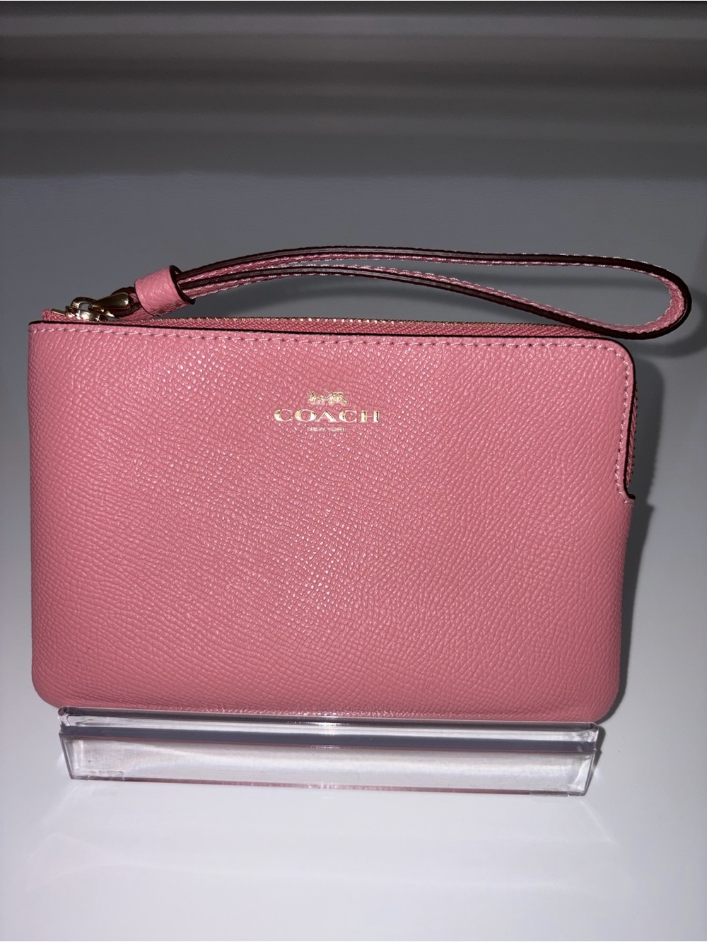 COACH Pink Leather Wristlet Pouch